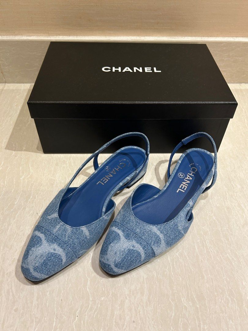 Chanel denim flats hot sale