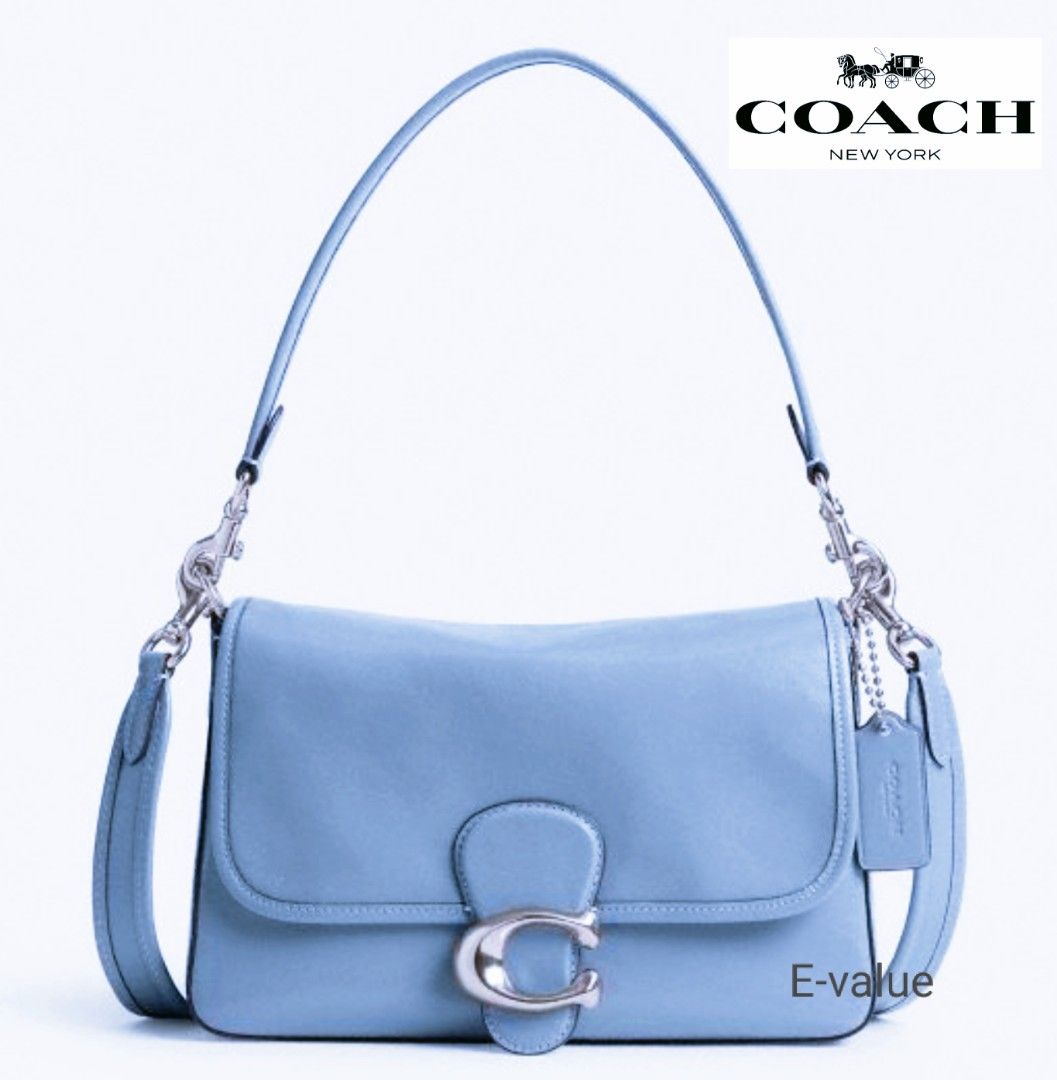 Coach Original Light Blue Soft Tabby Glazed Shoulder Crossbody Bag For Women Come With Complete Set Suitable For Gift