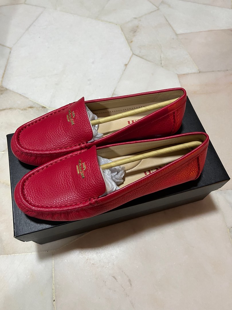 Coach Leather Red Flats Loafers