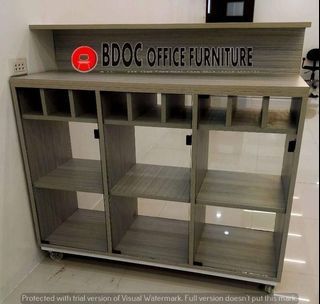 customized bar counter with wine rack and glass door / office partition / office table / office furniture