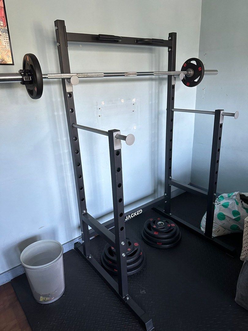 Half Rack, Olympic Bar with locks (Category: Weights & Dumbbells) located in Muntinlupa City. Submitted by thepluscollectiveph (Listing ID 1298904475, Image 2). Description: Half Rack Olympic Bar with Locks *plates sold Barely used. Great condition except some rusty spots (can send photos) Pickup in QC RFS moving.