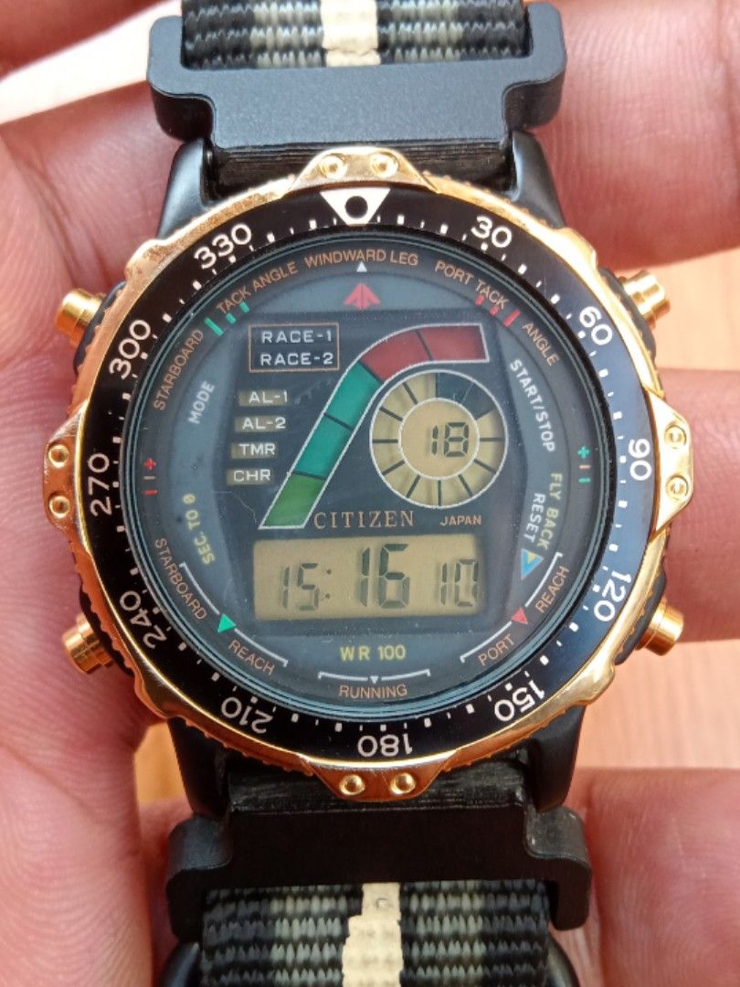 Jam CITIZEN Digital aqualand wind surf original Japan rare langka vintage no seiko Alba Mido Rado omega casio G Shock