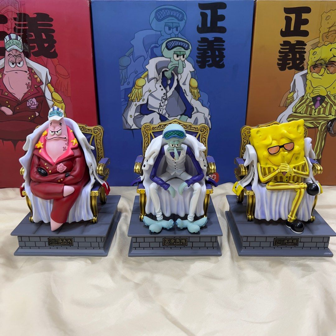 K.M.G onepiece x spongebob set (Category: Figurines & Statues) located in Manila. Submitted by kibinong (Listing ID 1298914404, Image 2). Description: Manufacturer: K.M.G One piece x spongebob Spongebob Patrick Squidward Set Height: 18cm Material: Resin+PU No issue Complete with box and card Mop: Gcash Loc: Binondo manila Meetup: Lucky Chinatown Mall Shipping via grab or lalamove Pm for more pics.
