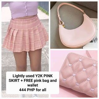Lightly used Y2K PINK SKIRT + FREE bag and wallet