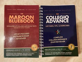 Maroon Bluebook & Collegio Advance (UPCAT, ACET, USTET, & DCAT Reviewers)