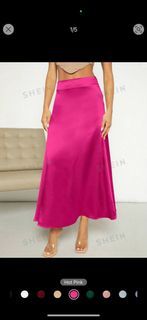 Pink Longline Satin Skirt