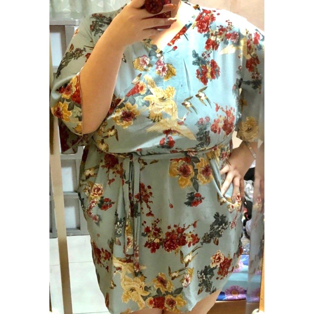 Kimono wrap dress plus size 2025