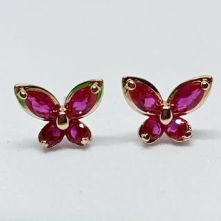 Ruby Butterfly Earrings. 18K rosegold plated.