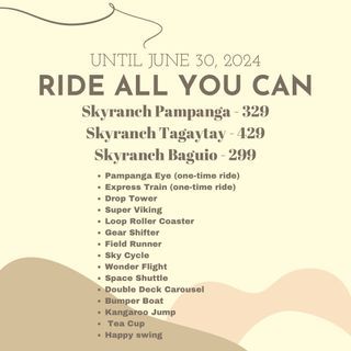 Skyranch ride all you can promo