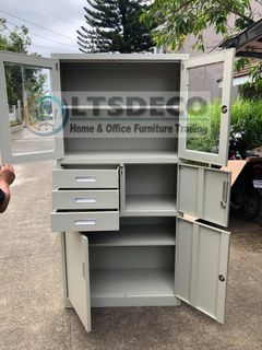 Steel Cabinet with Shelves and Pull-out Drawer Office Partition