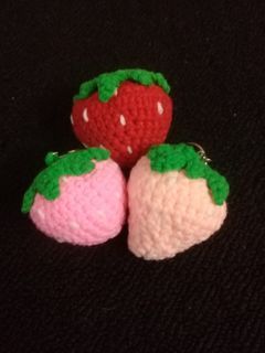 Strawberry Crochet Keychain
