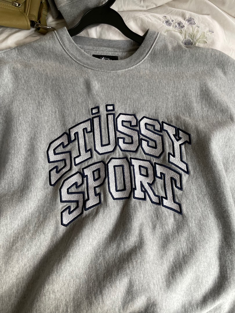 Stussy sport grey jumper XL Men s Fashion Tops Sets Hoodies on Carousell
