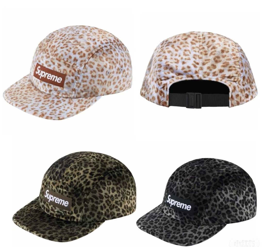 Supreme Leopard Velvet Camp Cap [Olive/Black], 男裝, 手錶及配件 