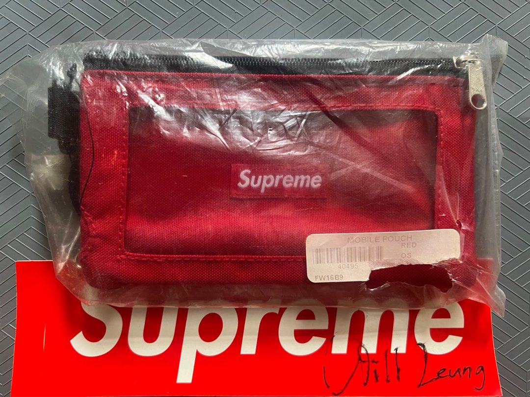 Supreme mobile pouch small wallet FW16 Red, 男裝, 袋, 腰袋、手提袋 