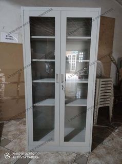 Swing Door Steel Cabinet Full Glass Office Partition
