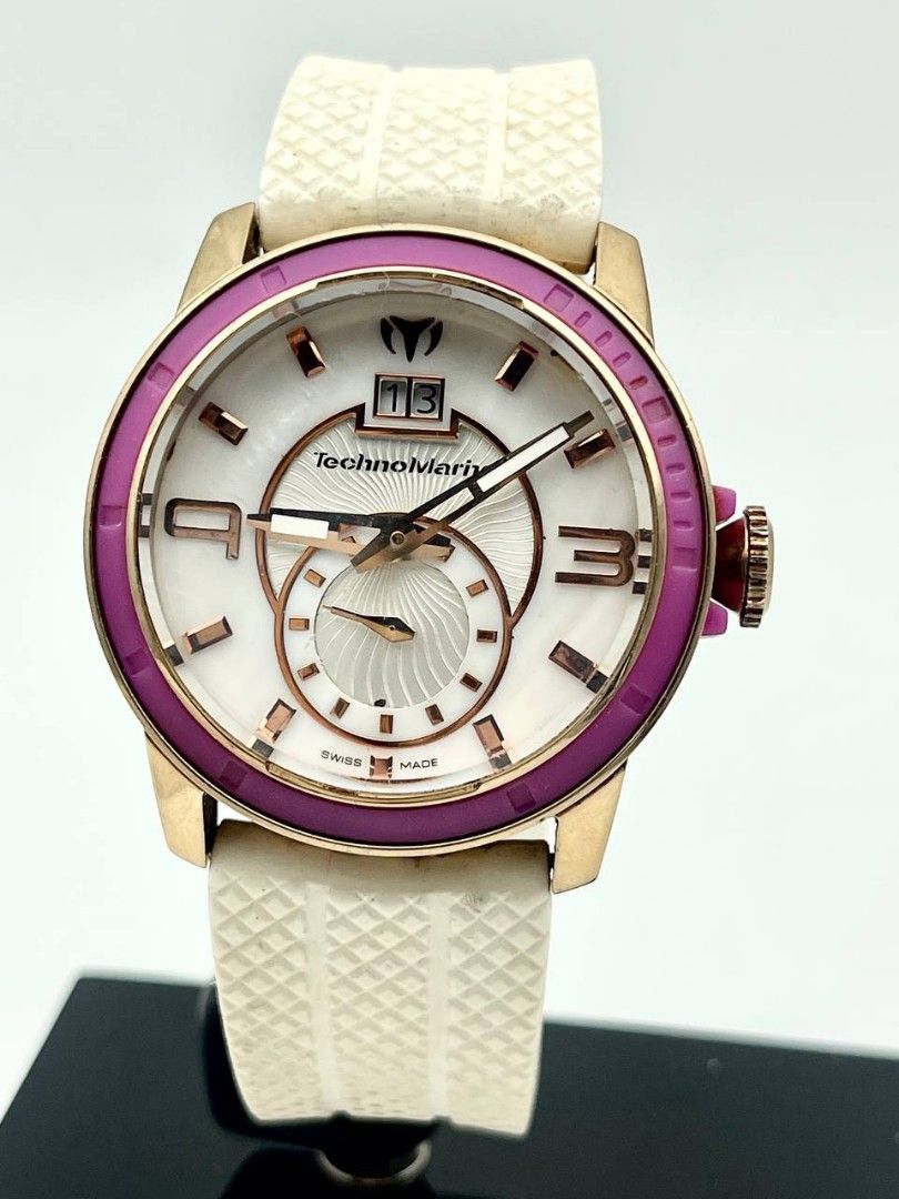 TechnoMarine White Dial MOP UF6 Rubber Strap (Category: Luxury Watches) located in Manila. Submitted by _classicwatchcollection (Listing ID 1298841165, Image 1). Description: FS: TechnoMarine White Dial MOP UF6 Rubber Strap Php: 5,000 Condition: 9/10 (Good working condition) Movement: Quartz Case size: 42mm Swiss Made Unit Only. Pm or Contact 09063027061 for inquiries..
