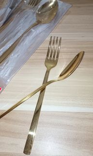 Thick gold spoon and fork set stainless Brandnew