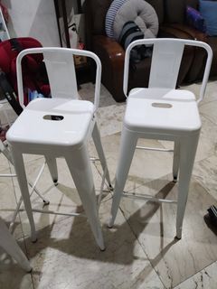 Tolix Bar stool / High chair white with backrest