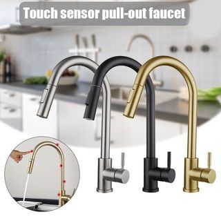 Touch Sensor Stainless Steel Kitchen Faucet with Pull Down Sprayer Smart Kitchen Sink Faucets