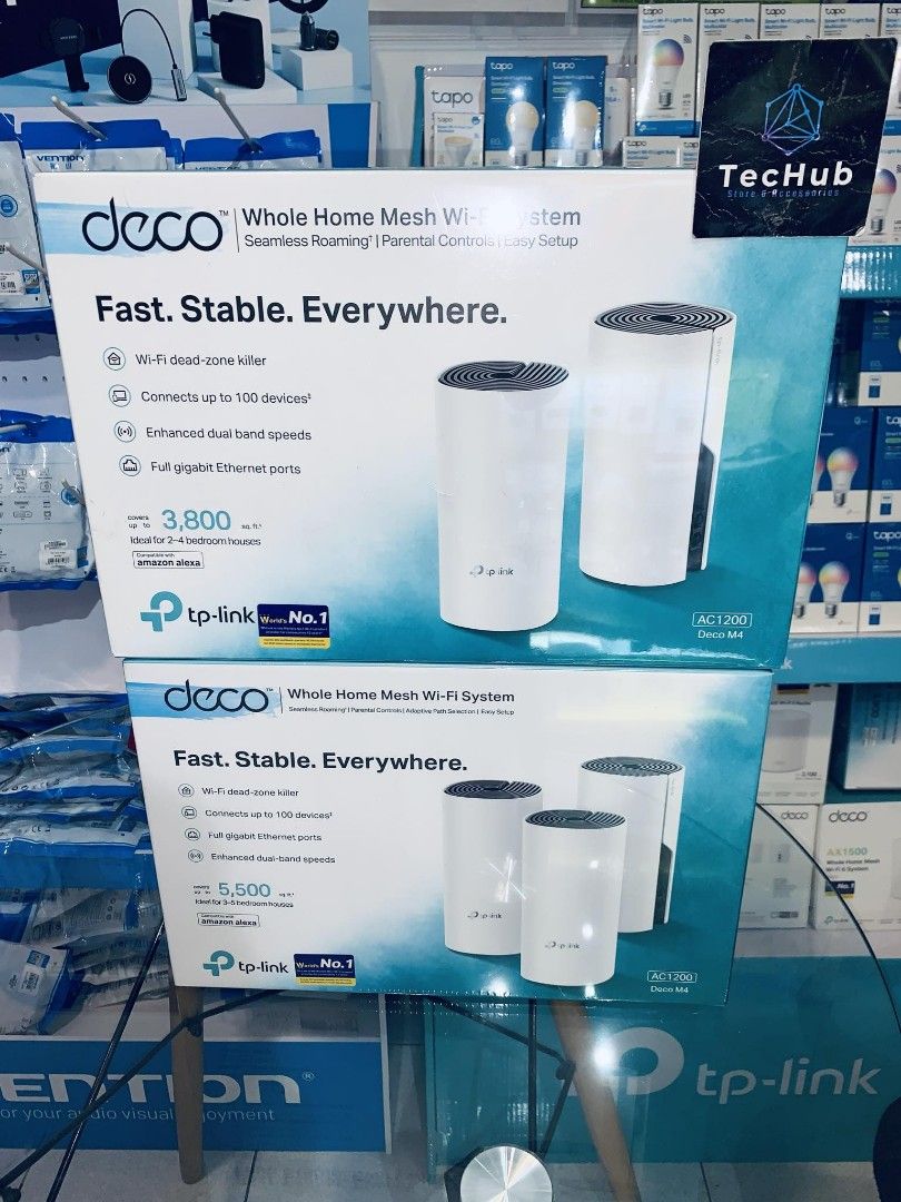 TP-Link Deco M4 AC1200 Whole Home Mesh WiFi System 2PACK/3PACK (Category: Networking) located in Makati City. Submitted by techubstoreandaccessories (Listing ID 1298872385, Image 3). Description: TP-Link Deco M4 AC1200 Whole Home Mesh WiFi System 2PACK - 4,485.00 3PACK - 5,708.00 Ready for Pick-Up / Same Day Delivery Via Lalamove‼️ DETAILS: ✅ Actual Picture Posted. ✅BRAND NEW, SEALED, & ORIGINAL. ✅7 Days Replacement for Factory Defects and 1year 