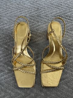 Zara wide heeled woven sandals