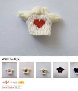 [read desc] 10 cm 10cm doll clothes onhand dinosaur sweater heart