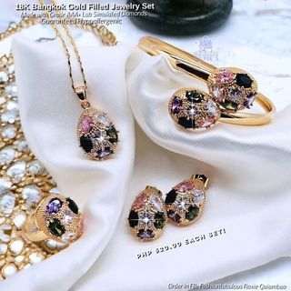 18K Bangkok Gold Filled Multicolor Stone Necklace
