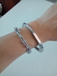 2 Tiffany silver HardWear link bracelet and lock bangle bundle