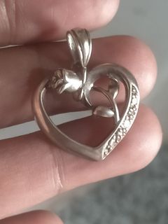 3D Rose Heart Pendant 925 Silver