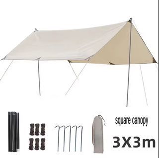 3x3 meters Awning Canopy Khaki