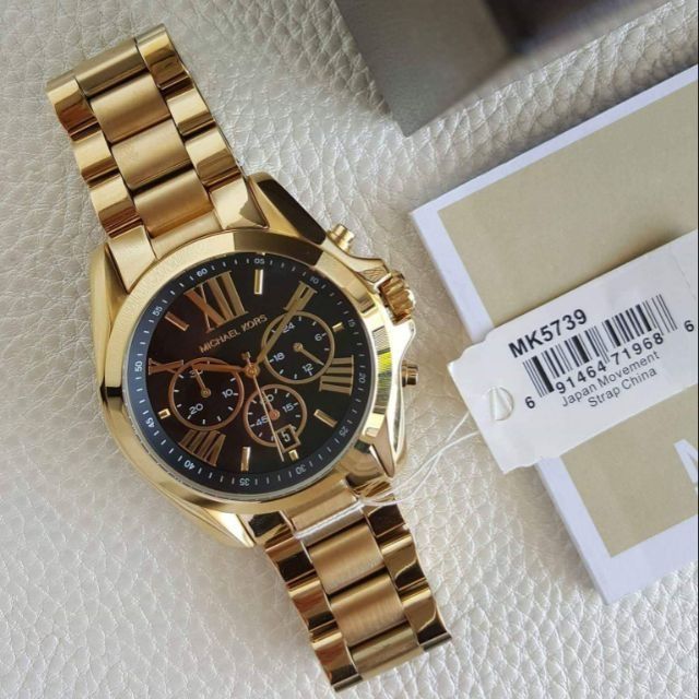 BIG SALE Michael Kors Mid Size Bradshaw Chronograph Black Dial Gold tone Watch MK5739 Women s Fashion Watches Accessories Watches on Carousell