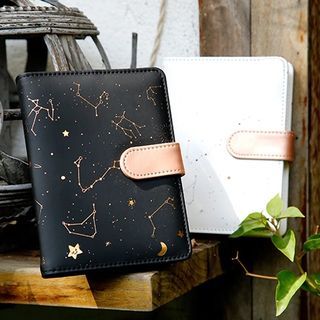 A6 BLACK Notebook Planner Journal Diary Starry Sky PU Leather