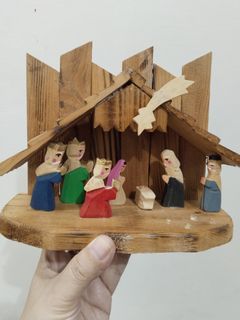 Affordable Christmas Wood Nativity Set Manger Wooden Hand Crafted 😍👌