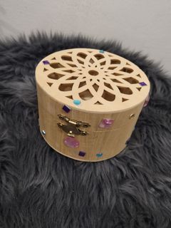 Affordable Trinket Box, Wooden Jewellery Box, Round Fretwork H65mm Dia 110mm, Craft Project 😍👌