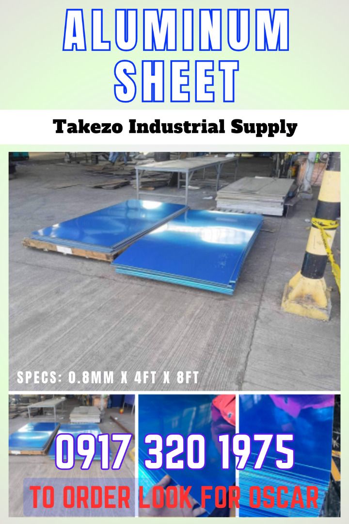 ALUMINUM SHEET (0.8mm x 4x8 ft.) (Category: Construction & Building Materials) located in Manila. Submitted by oscartakez73369 (Listing ID 1298991166, Image 2). Description: ALUMINUM SHEET (0.8mm x 4x8 ft.) Request a quote now! Details and Discounts are available at Takezo Industrial Supply. Contact No. 09360416623 / 09173201975 – Oscar Legaspi Jr. .