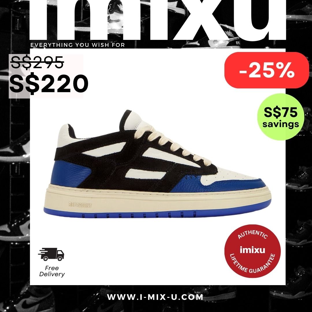 Authentic) Represent Raptor Leather Sneakers (Cobalt Blue), Men's