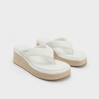 Charles and Keith Espadrille Thong Sandals - Chalk