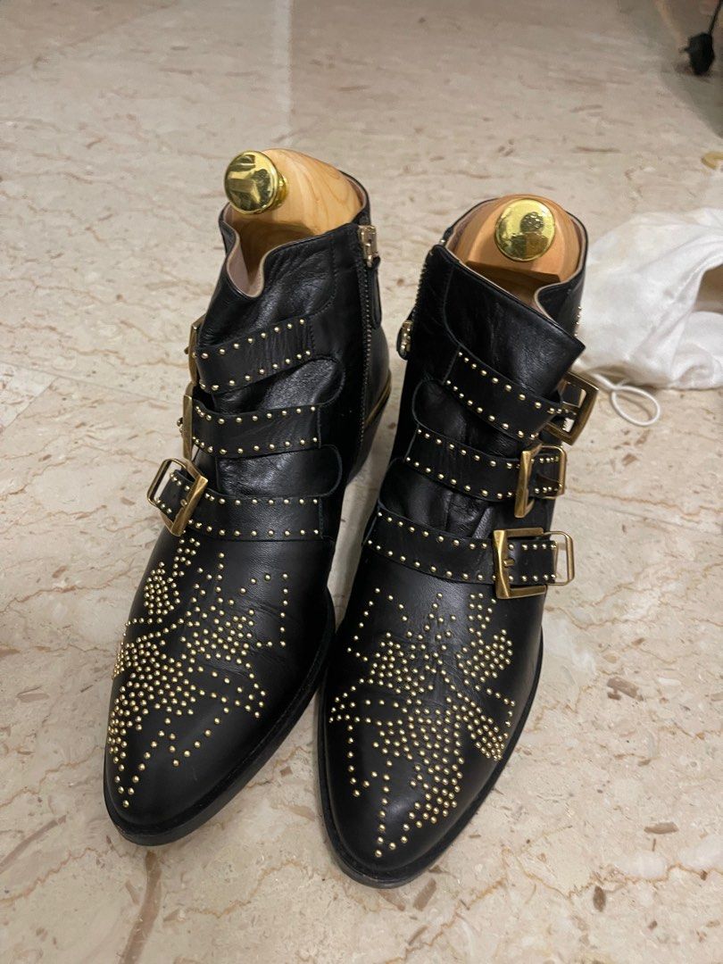 Chloe Susanna studded leather ankle boots Women s Fashion Footwear Boots on Carousell