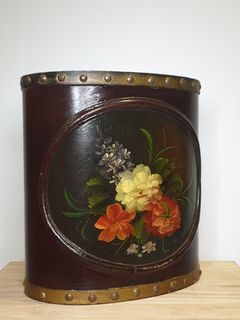 Classic Wooden Vase with Hand Painted Art