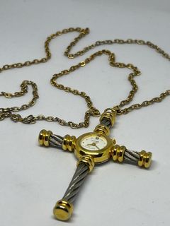 FUTURA Twisted Cross Pendant Necklace Two-tone Vintage Preloved Watch
