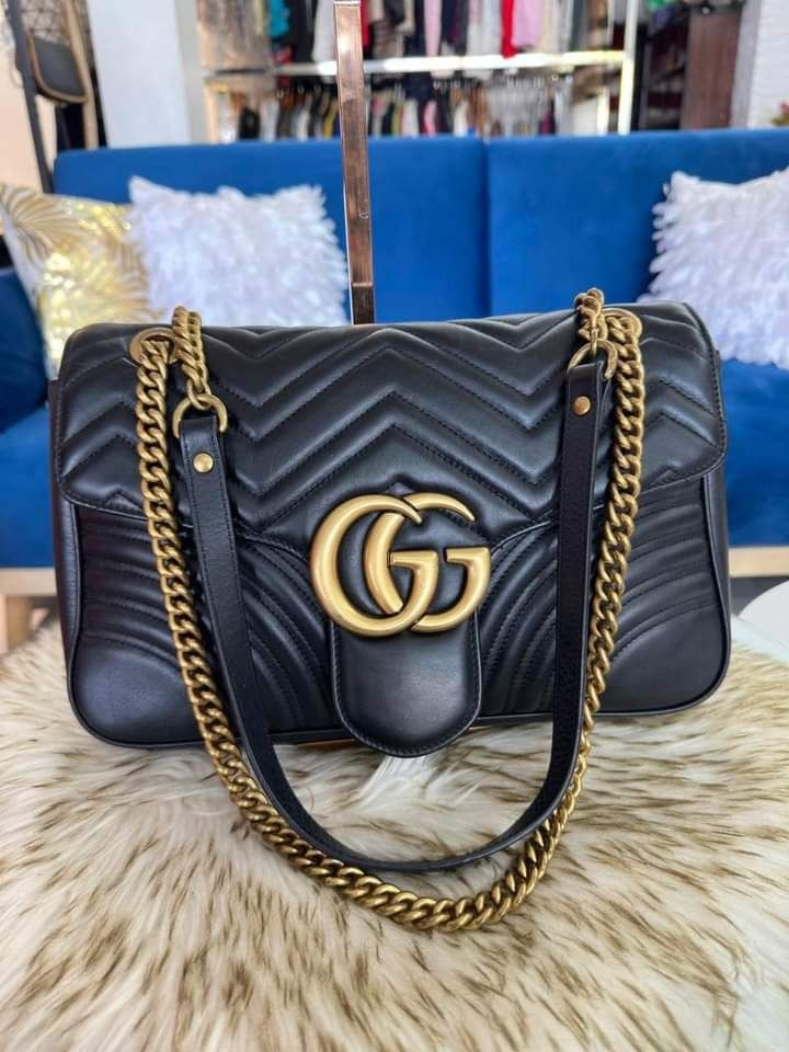 Gucci Matelasse GG C Black Marmont Shoulder Bag