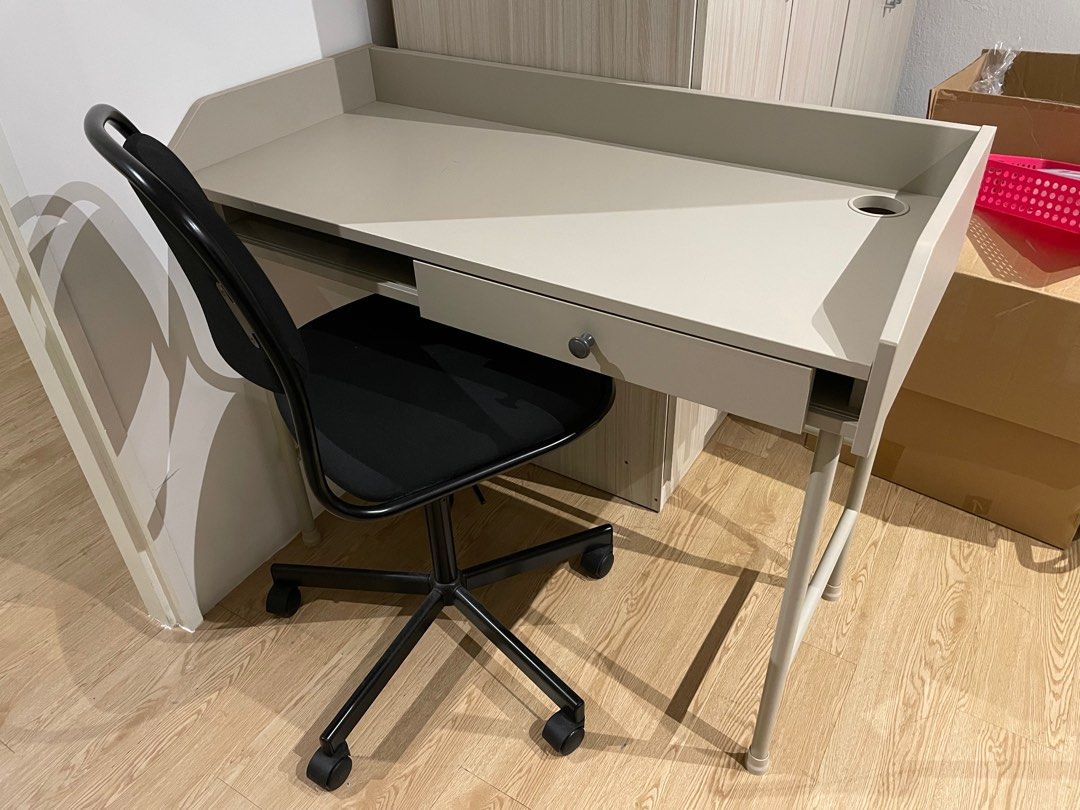 IKEA Hauga desk (+ chair), Furniture & Home Living
