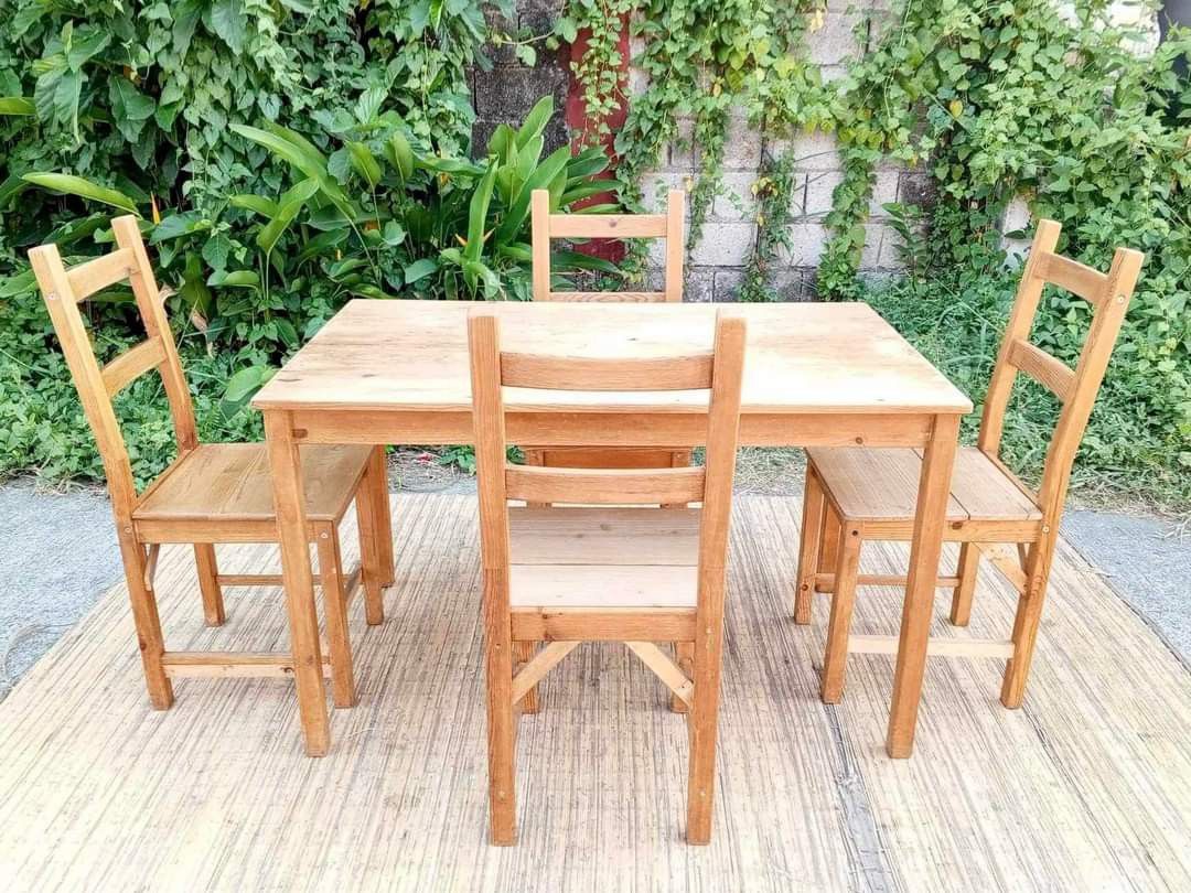 Ikea ivar dining set (Category: Tables & Sets) located in Quezon City. Submitted by matetdevis13 (Listing ID 1298982161, Image 2). Description: Ikea Ivar Dining Set 49”L x 30”W x 29”H (table) 16”L x 17”W x 18”SH (chairs) Php 9000 set Solid wood In good condition.