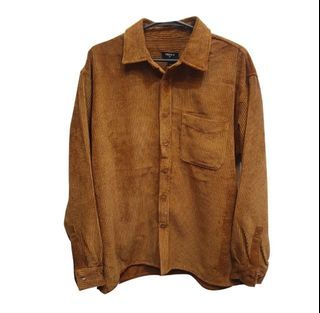 Khaki Brown Corduroy Jacket Shirt Caramel Forever 21 leather denim rare vintage