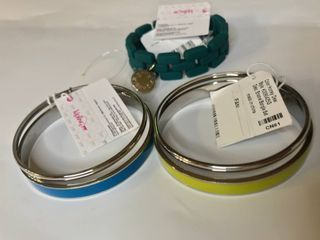 BRAND NEW With TAGS Kipling Bangle Bracelet Set in Yellow & Blue