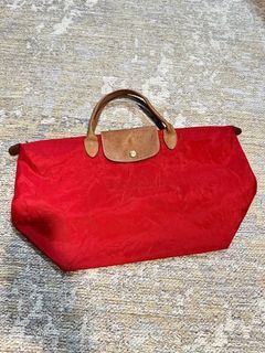 LONGCHAMP ORIGINAL BUTTON LP RED MEDIUM SHORT HAND tote bag with etiketa