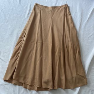 love bonito torryn linen bias cut midi skirt in khaki