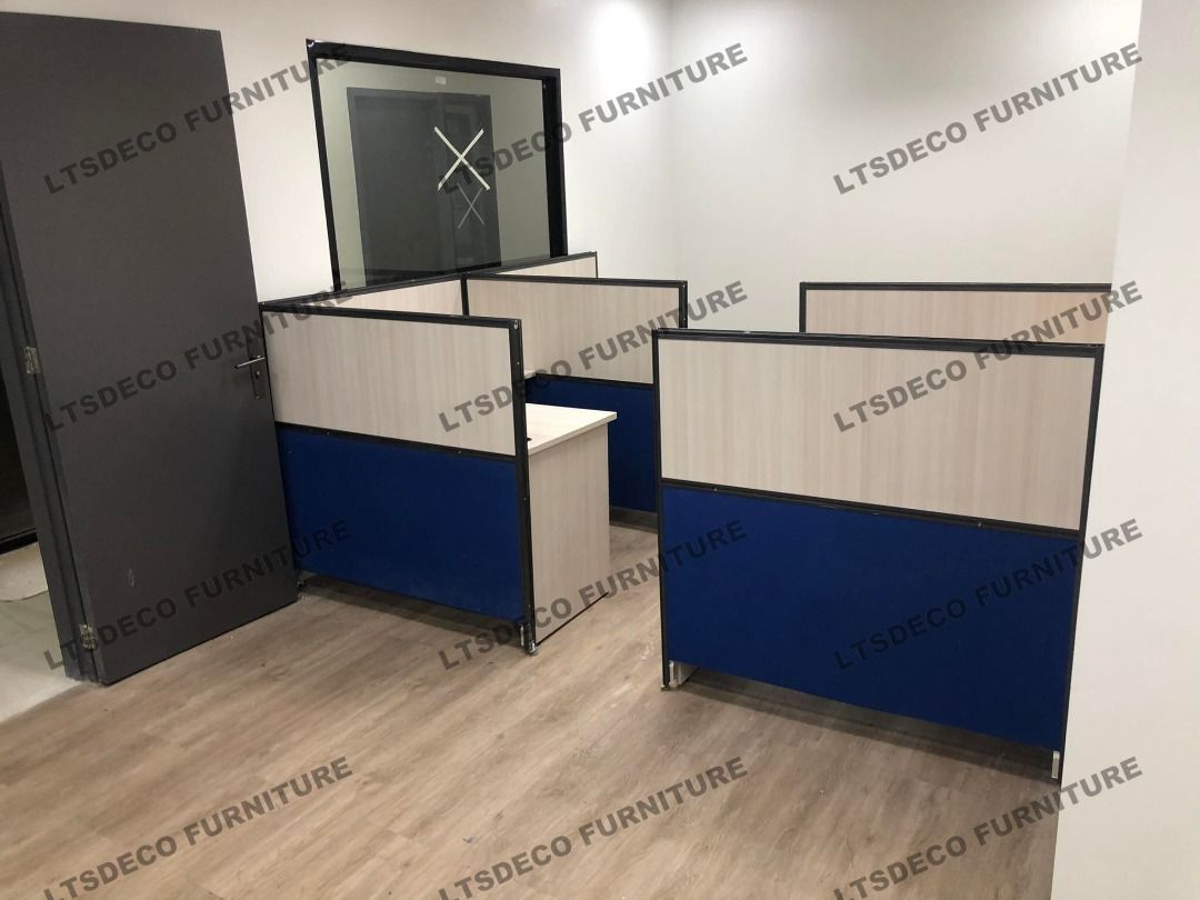 L-SHAPE WORKSTATION CUBICLE TABLE / OFFICE FURNITURE / OFFICE PARTITION ...