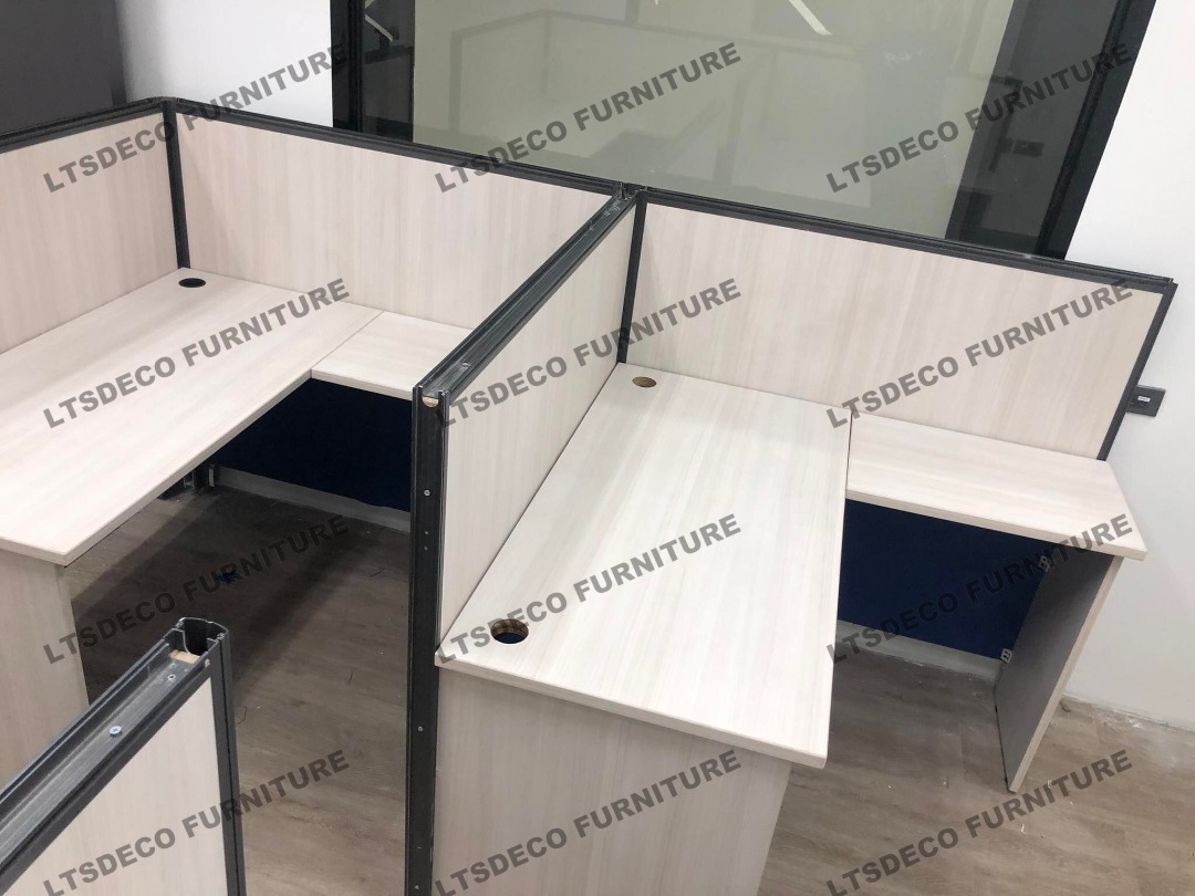 L-SHAPE WORKSTATION CUBICLE TABLE / OFFICE FURNITURE / OFFICE PARTITION ...