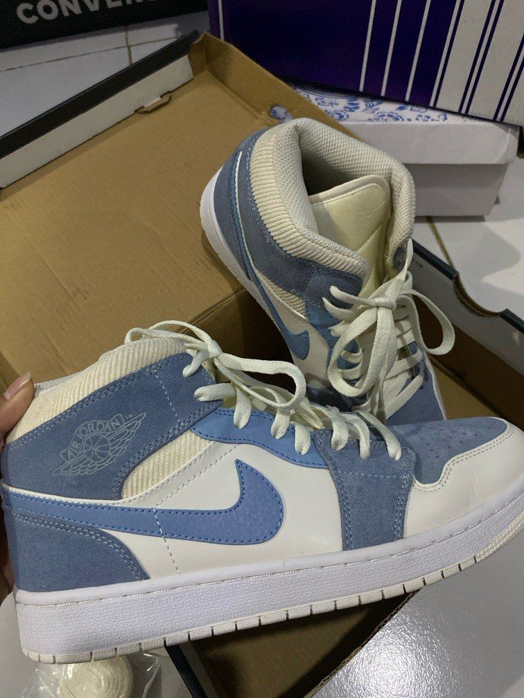 jordan one mid mixed textures blue